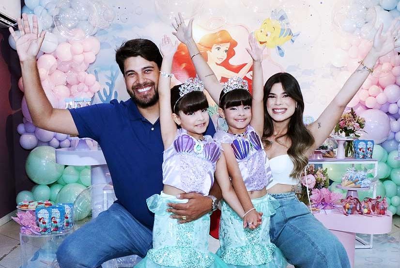 Amelie e Anelise celebram 5 anos em clima encantado da Pequena Sereia